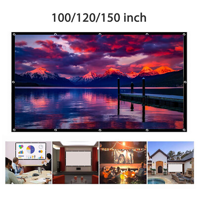 Beamer-Leinwände HD Projektorleinwand 60/72/84/100/120/150 Zoll NEU mit Haken DE