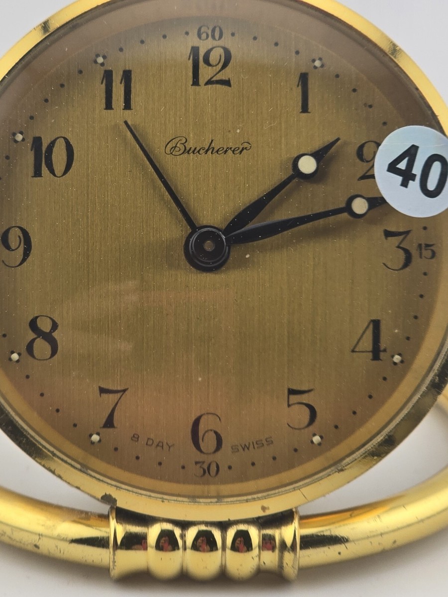 BUCHERERの置き時計 Rare Bucherer IMHOF TRAVEL CLOCK 8 DAY SWITZERLAND. Working