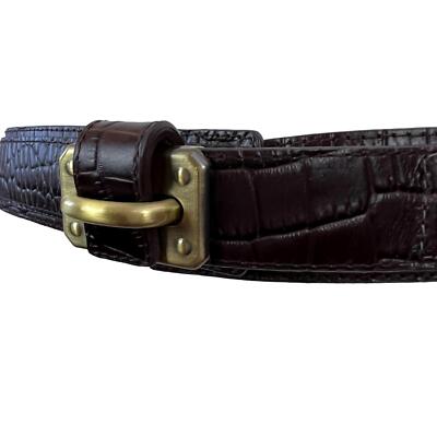 Vintage Worth Brown Croc Embossed Leather Belt USA Size  display picture 1