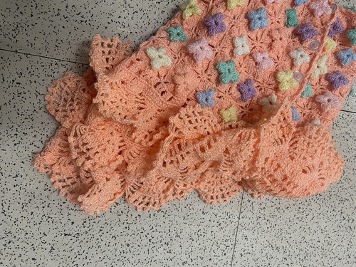 Handmade Baby Girl Crochet Dress Layered Flowers 9-12 Months Bright - Picture 3 of 4