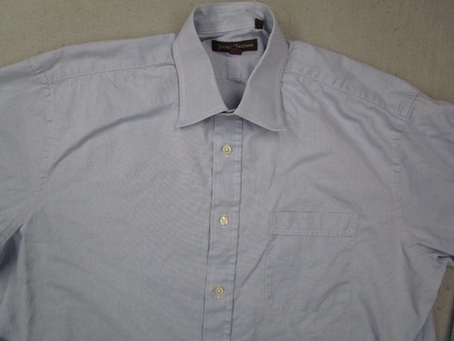 Hickey Freeman Dress Shirt Mens 17 Regular Blue Button Up Work Classic - Picture 2 of 8