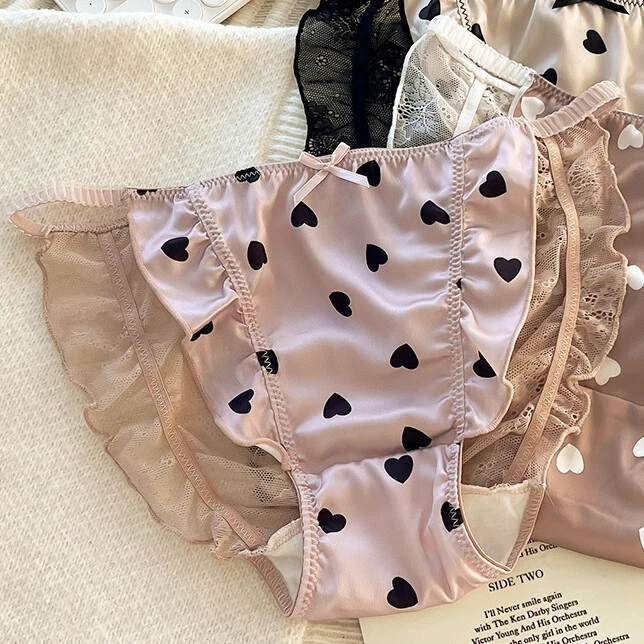Paquete de 3 Sexy Mujer Bragas de Satén Ropa Interior Lunares Transparente Calzoncillos Lencería Foto 4 de 4