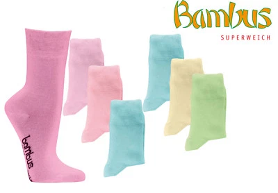 NO NAME 3-15 Paar Bambus Viskose Socken pastell oder bunte Farben Softrand ohne Gummi