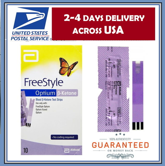 10 Blood Ketone Test Strips for Abbott PRECISION XTRA &Optium Meter
