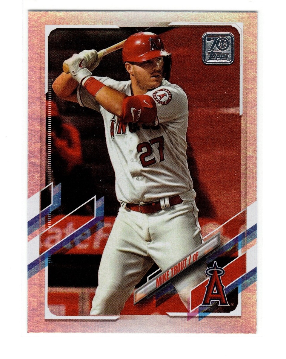 Mike Trout MVP 2021 Topps Series One Card #27 Rainbow Foil Refractors LA Angels Mike Trout MVP 2021 Topps Series One Card #27 Rainbow Foil Refractors LA Angels