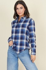 Blue Checkered Long-sleeve Boyfriend Shirt