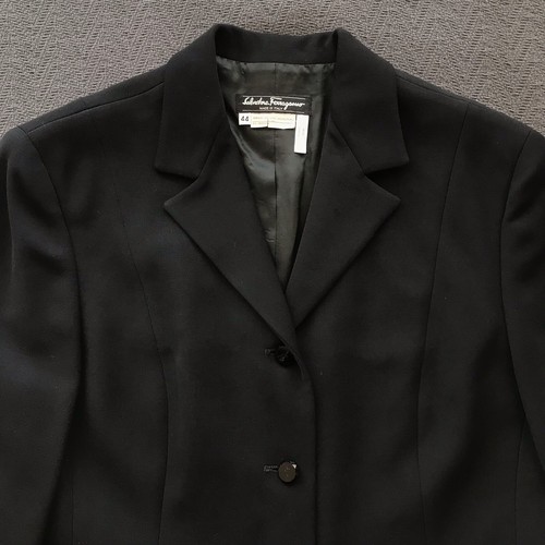 Vintage Salvatore Ferragamo Italy 100% Schurwolle Tailored Schwarz Blazer 44 - Bild 4 von 8