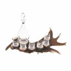 Set de 6 verres de liqueur de 60ml et bouteille avec de vrais bois de daim. chas