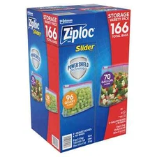 Ziploc Slider Storage Bags Variety Pack (Quart 96 ct., Gallon 70 ct.)