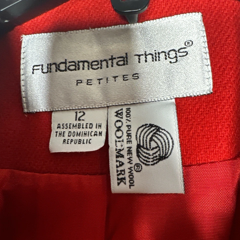 Blazer rojo Fundamental Things para mujer talla pequeña 12 100 % lana Foto 4 de 4