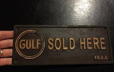 Gulf Gas Sign Cast Iron Metal Oil Gas Coal Car Truck Auto Patina Collector Gift