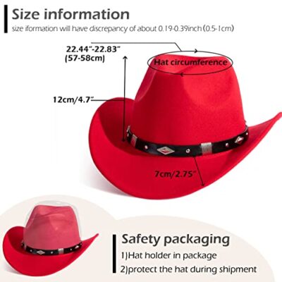 Women Men Western Cowboy Cowgirl Hat Fedora Hat with Medium  display picture 1