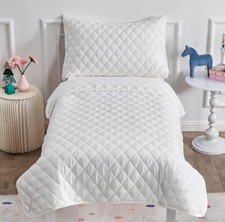 Wowelife 4 Pieces Toddler Bedding Set, White, Comforter Bed Set, Boy Or Girl