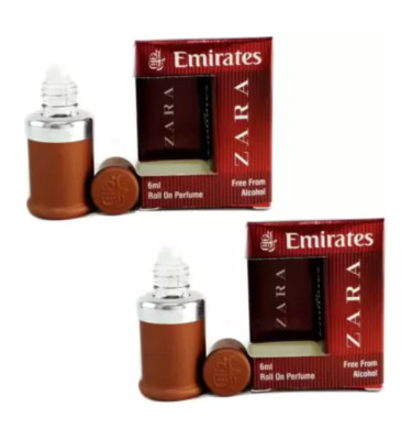 ZARA Emirate Roll On Attar ittar 6 ml  LONG LASTING FOR UNISEX ( PACK OF 2 )