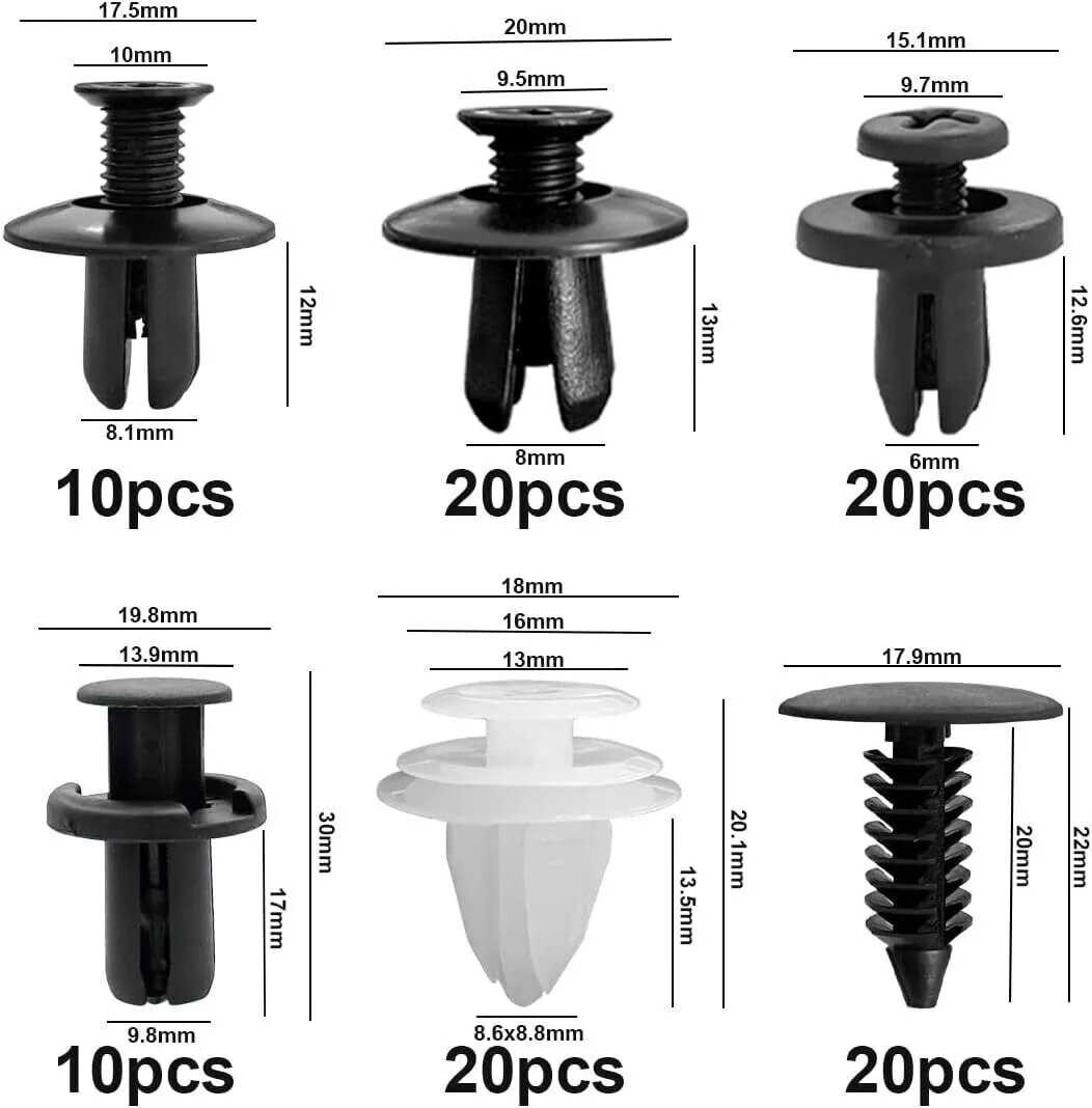 40-Piece Car Body Push Pin Rivet Retainer Clip Kit - Fits Honda, Toyota, Ford, GM & More