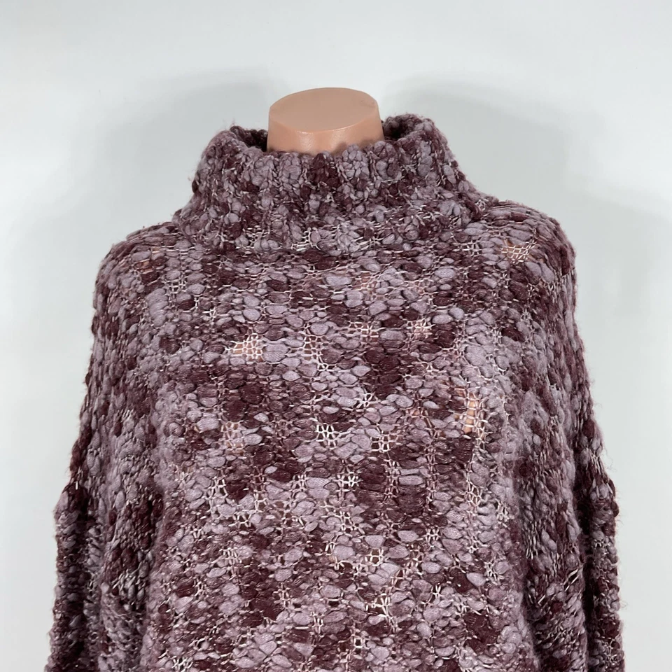HOLLISTER PURPLE Chunky Knit Crochet TURTLENECK SWEATER SZ M - Image 4 of 4