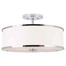 Kira Home Chloe 15.25'' 3-Light Chrome Semi-Flush Mount w/ White Shade, 60W