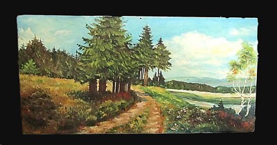 Gemälde ''am Waldrand'' Martin Böhm Öl auf Platte signiert um 1910 ungerahmt 62x30