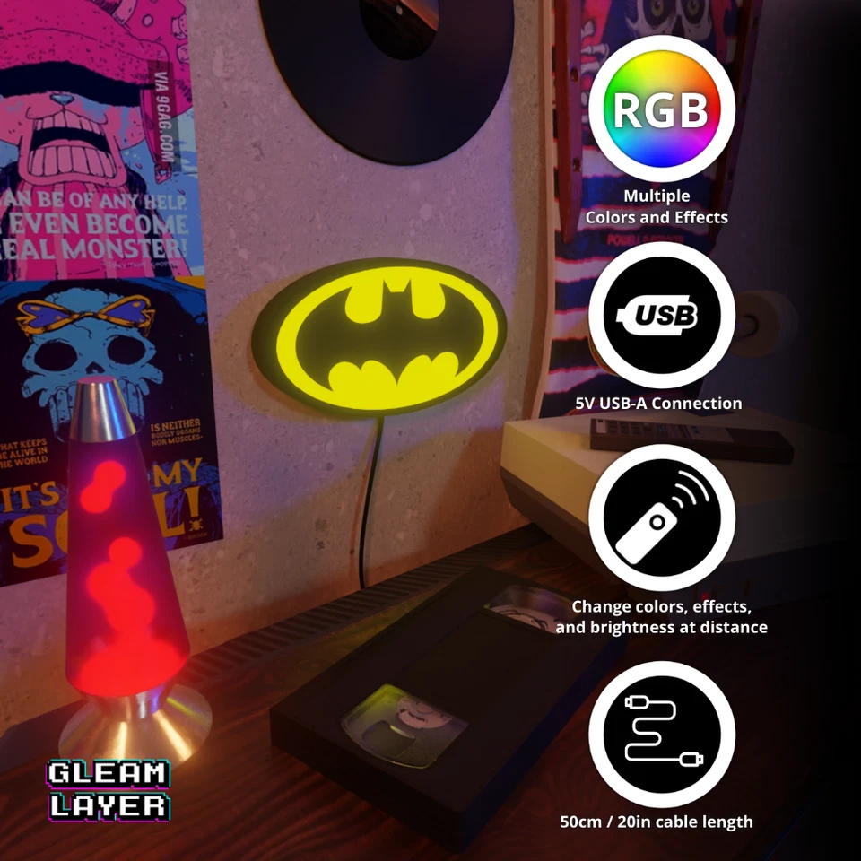 Batman Led Retro Wall Lightbox RGB Light Sign - image 4 of 4