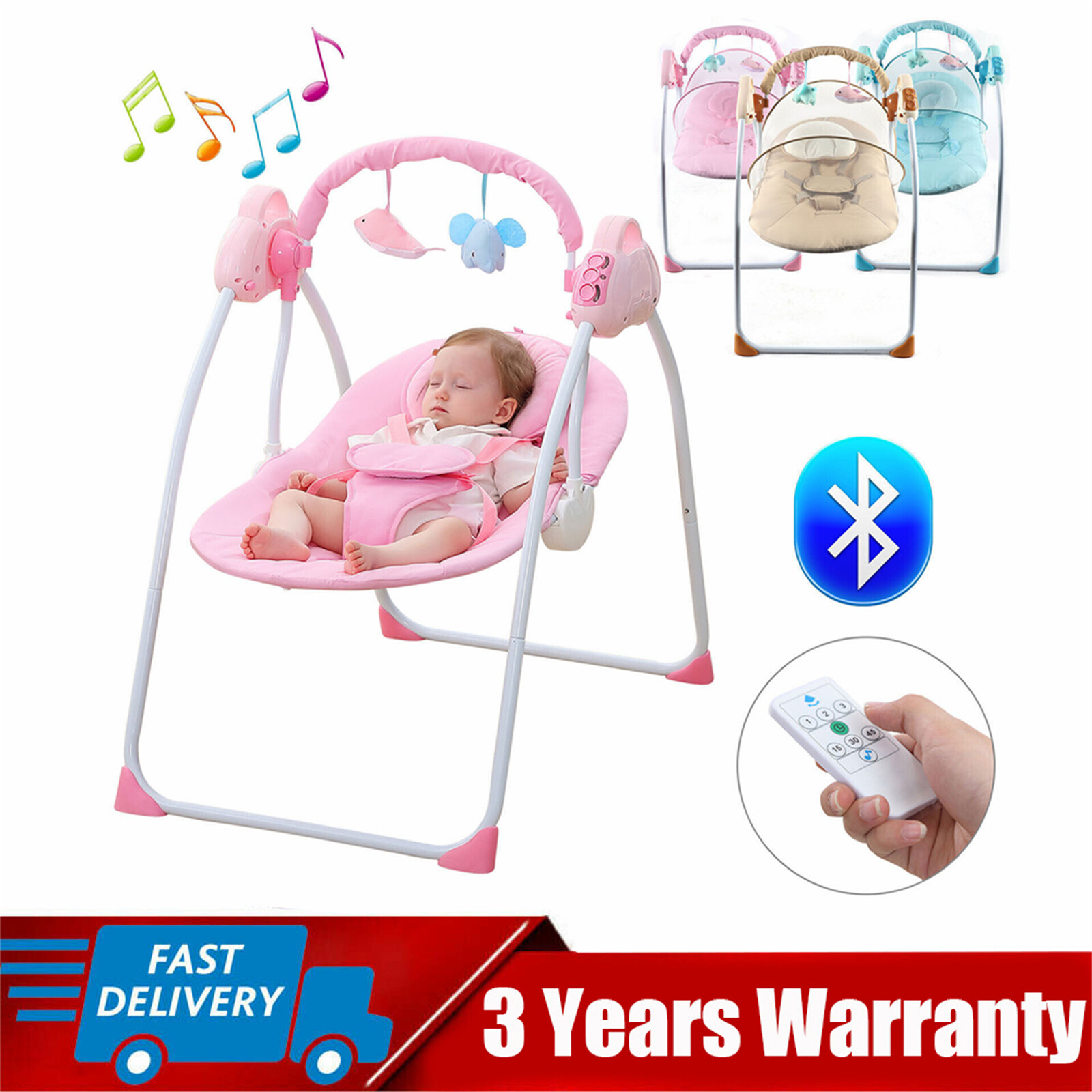 Baby Bouncer Swing Seat Rocker Portable Electric W/ Music Infant Cradle Chair