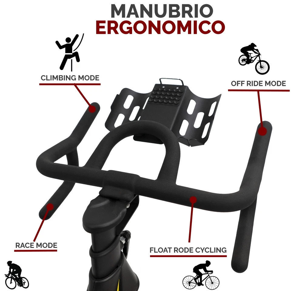 INDOOR BIKE CYCLETTE PROFESSIONALE CASA PALESTRA CARDIO CYCLING VOLANO DA 13KG - Immagine 4 di 4