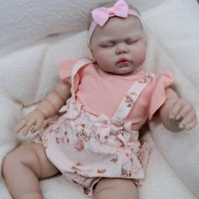 24 Inch Large Reborn Baby Dolls Cute Soft Body Baby Sleeping Chubby Newborn Gift