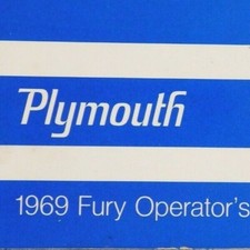 1969 Plymouth Fury Operator's Manual 54pp. VGC