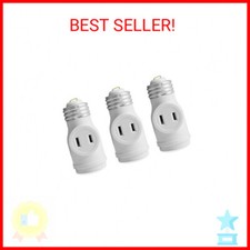 2 Outlet Light Socket to Plug Adapter, Electrical Screw in Light Bulb Socket Out