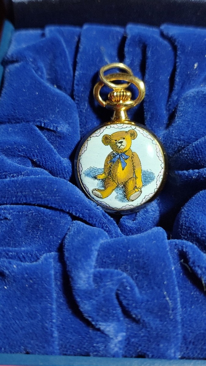 Halcyon Days Enamel Old Time Teddy Watch Pendant | eBay