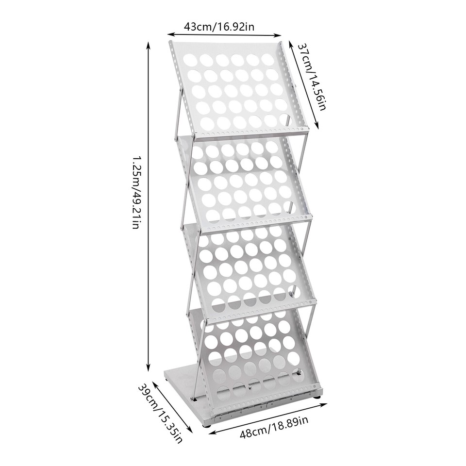 4 Tiers A3 Brochure Holder Literature Display Rack Portable Iron ...