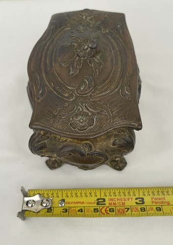Antique Vintage French Brass Trinket Box Jewellery Casket - Foto 8 di 8