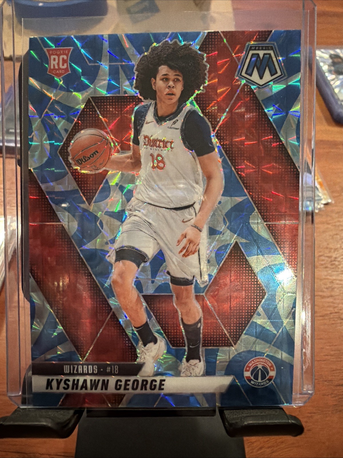 2024-25 Panini Mosaic - Rookies Kyshawn George #247 Ice Mosaic Prizm /125 (RC)