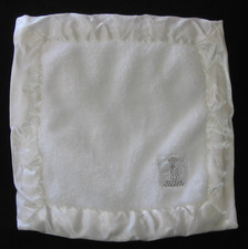 Little Giraffe All White Security Blanket Baby Lovey Plush Chenille Satin Square