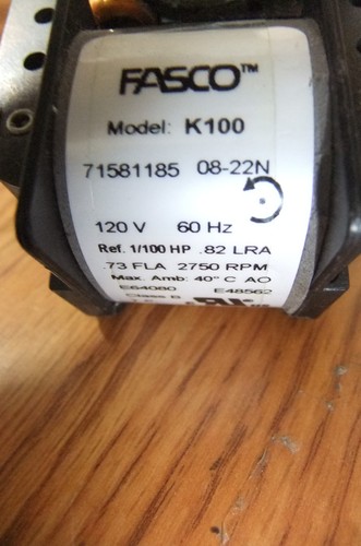 Fasco K100 Motor | Fasco C-Frame Vent Fan Motor .73 amps 2750 RPM 115V - Afbeelding 3 van 6