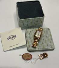 In box Fossil Watch Adele Rose Gold Women's Watch ES2731 Needs Battery Untested