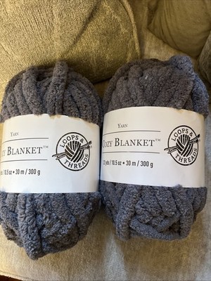 Loops & Threads Cozy Blanket Yarn Steel Gray 10.5 Oz 32 Yds Ea Jumbo Lot Of 2