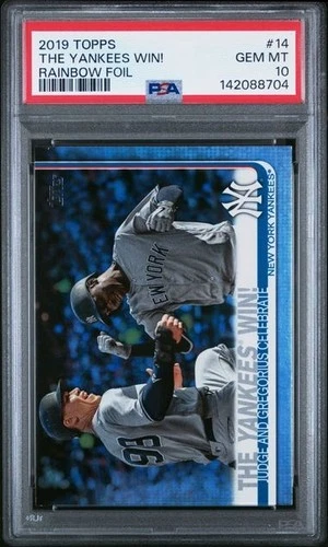 AARON JUDGE 2019 Topps YANKEES WIN! RAINBOW FOIL #14 PSA 10 GEM MT Pop 2