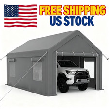 13x20 Ft Canopy Heavy Duty Portable Garage With Steel Poles Grey Carport