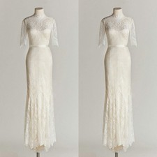Vintage Wedding Dresses Lace Light Champagne High Neck Mermaid Bridal Gowns