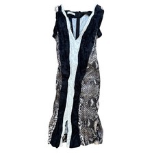 Prada Snakeskin Print Spring 2009 Wrinkled V Neck Sleeveless Dress 38 IT Vintage