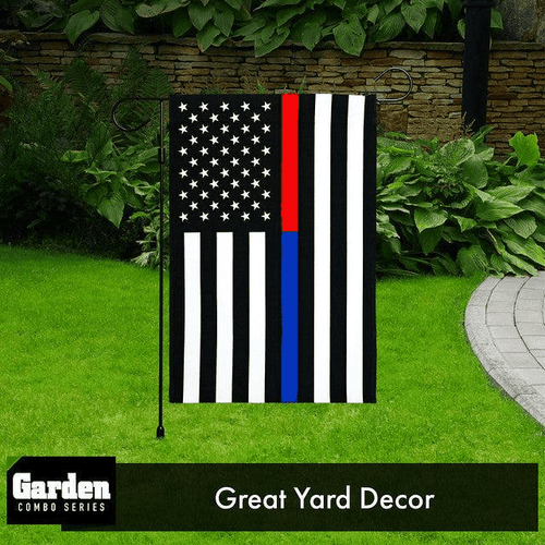 G128 Combo Pack: Garden Flag Stand Black 36x16 Inch & Garden Flag Thin Blue and - Picture 9 of 9