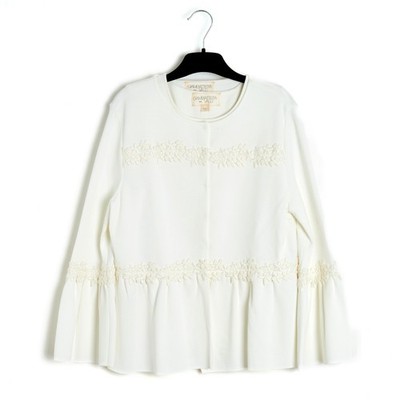 Giambattista Valli Twin Set L FR42 Ecru Viscose Knit Top and Cardigan UK12 US10