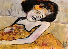 Belle Peinture Femme Allongée