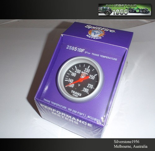 Splitfire 2 5/8" TRANS TEMPERATURE GAUGE 100>280F Mechanical Black - Picture 2 of 2
