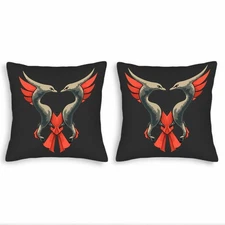 Set of 2 Abstract Throw Pillow Covers 18x18in-Stylized Birds with VibrantAngular