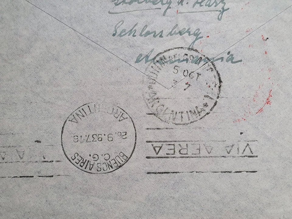 DR Zeppelin Luftpostbrief Südamerikafahrt als MiF ab Halle nach Argentinien - Bild 4 von 4