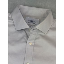 Charles Tyrwhitt Mens 17X35 Non Iron Slim Fit French Cuff Dress Shirt Light Grey