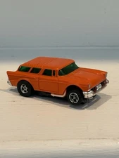 AFX Aurora Orange w/White Side Pipes 1957 Chevy Nomad HO Slot Car