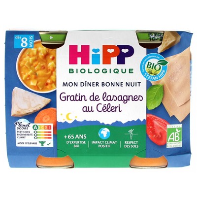 HiPP Mein Abendessen Gute Nacht Lasagne-Gratin mit Sellerie ab 8 Monaten Bio 2 G
