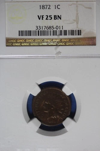 1872 NGC VF25 BN INIDIAN HEAD CENT #50577